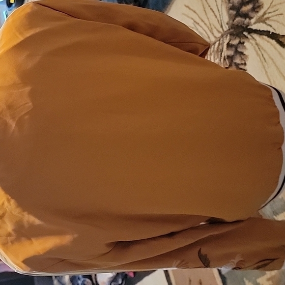Yellow/gold Floral Embroidered Solstice Bomber Jacket Zip. Fall. Winter - Picture 5 of 8